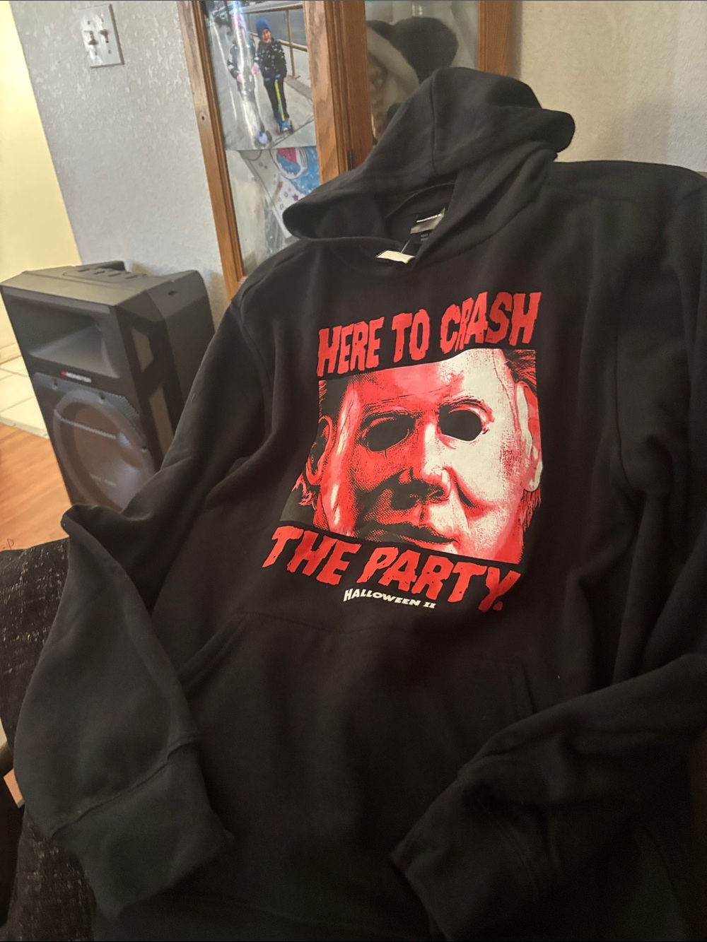Black 'Here to Crash the Party' Halloween Hoodie
